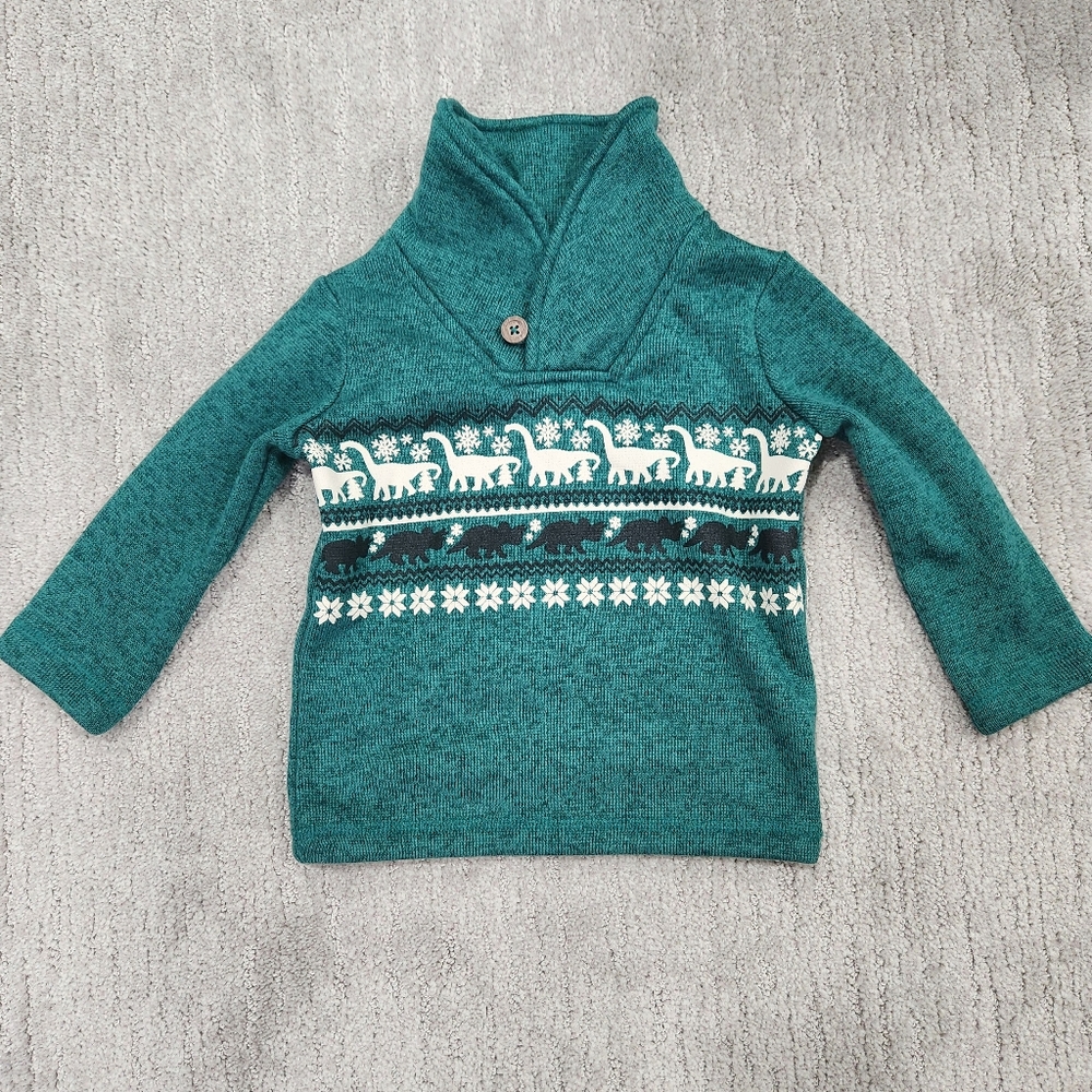 Teal Sweater with Reindeer Pattern